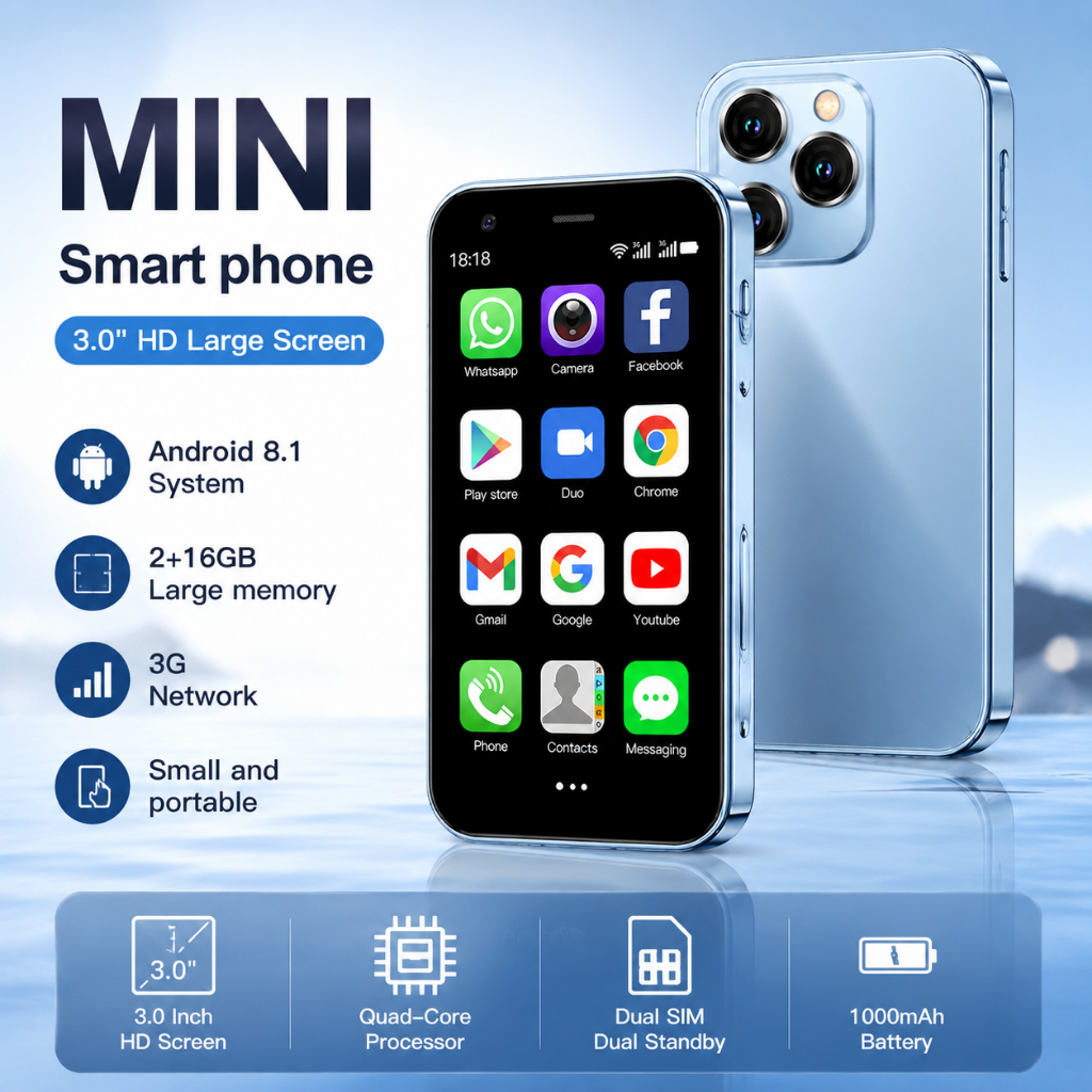 SOYES XS15 เด็ก Mini โทรศัพท์ 3.0 นิ้ว 3G เครือข่าย Android 8.1 2GB + 16GB Quad Core โทรศัพท์ขนาดกะท