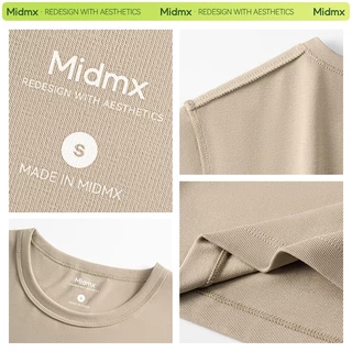 MIDMIDMX เสื้อยืดผู้หญิงคอกลม ผ้านุ่ม เสื้อยืดเข้ารูป เสื้อสไตล์เกาหลี ผ้านุ่มสบาย ระบายอากาศดี ไม่ต้องรีด สีพื้น ทรงผู้หญิง COD