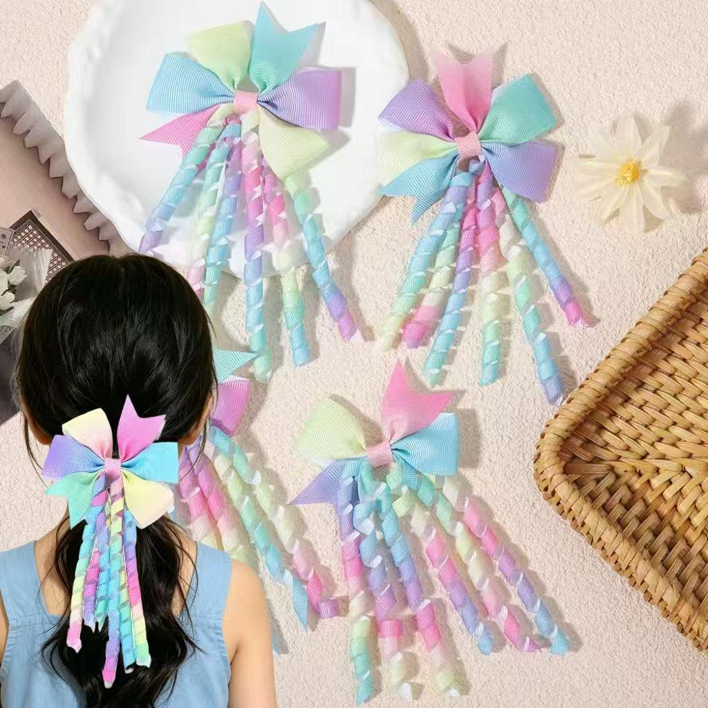 1-4ชิ้นลูกอมสีริบบิ้นพู่กุทัณฑ์เด็กกิ๊บน่ารักสาวหางม้าคู่อุปกรณ์ผม