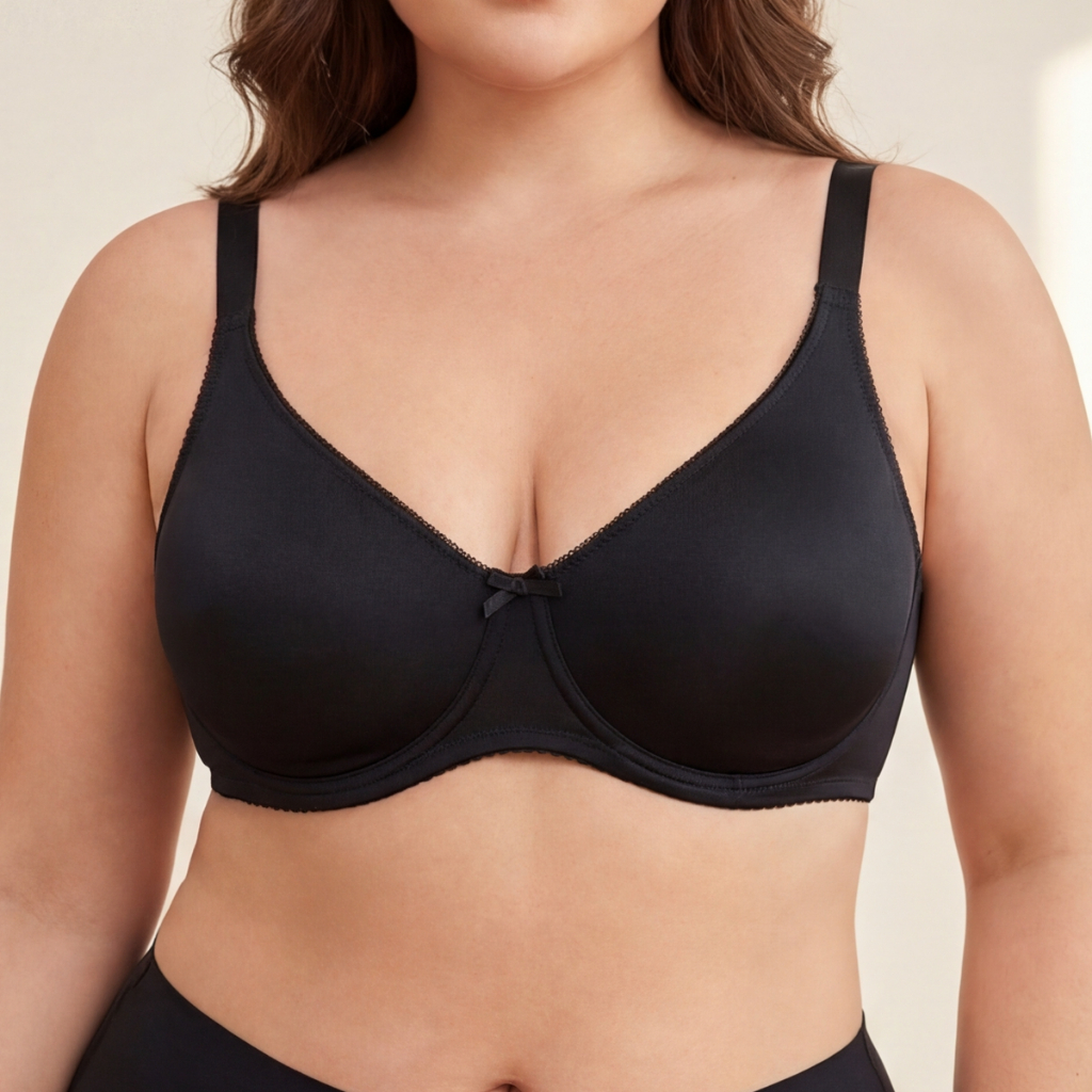 Parifairy Plus Size Underwired Unpaded Thin Bra Full Coverage Smooth Comfort Everyday Full Figure Br