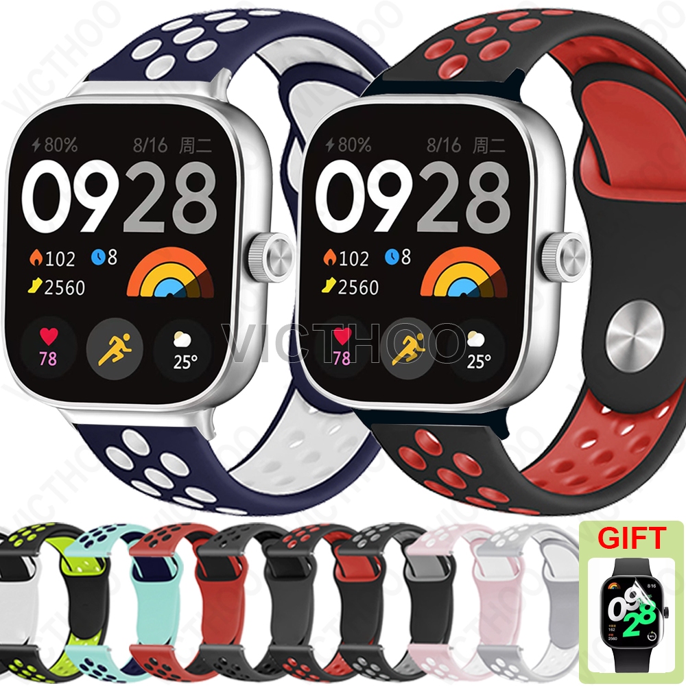 สายรัดซิลิโคนระบายอากาศยางนาฬิกาสปอร์ตสําหรับ Redmi Watch 6 5 4 / Xiaomi Smart Band 10 Pro 9 Pro 8 Pro