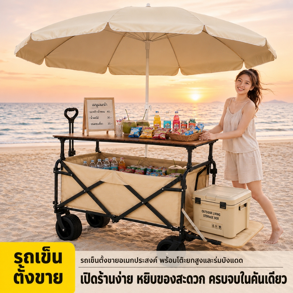 รถเข็นพับได้ รถเข็นอเนกประสงค์ รถเข็นขายของ รถตลาด รับน้ำหนัก300KG ล้อใหญ่ แข็งแรง พับง่าย ใช้ขนของและออกงาน