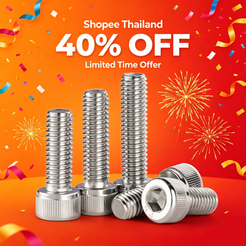 COD  สกรูหัวทรงกระบอกหกเหลี่ยมในยาว สแตนเลส316 A4 มาตรฐาน DIN912 M2-M6 ยาว4-150มม. รหัส SC-MB