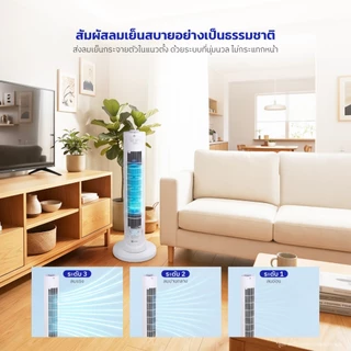 Kashiwa พัดลมทาวเวอร์ รุ่น FS-1611 ระบบส่ายซ้าย-ขวา ประหยัดพื้นที่ มอเตอร์เงียบ กำลังไฟ 50 วัตต์ มี มอก. 1 ปี