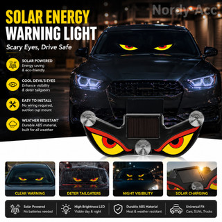 Solar Demon's Eye Car Dynamic Eyes LED Light Blinking Moving Eyes Car Lights Ambience Lamp Decoration No Wiring Required
