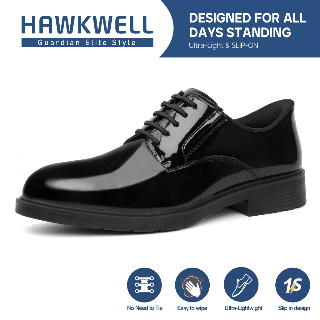 Hawkwell ผู้ชาย Comfort Security Guard รองเท้าสําหรับตํารวจ Casual Oxford รองเท้ารองเท้าธุรกิจอย่างเป็นทางการ-SwiftLite/3201