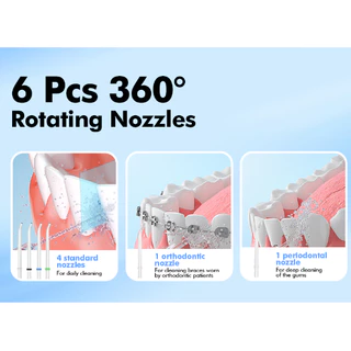 [ลดล้างสต๊อก] 【Clearance Sale】COD 2 ปี - Bezvoi Y825 Water Flosser ไร้สาย Travel, Mini Oral Irrigator พร้อมถังน้ํา Telescopic, 6 เคล็ดลับ Jet 2 Mins Power off
