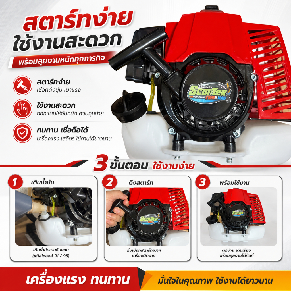 หัวเครื่องตัดหญ้า 63.3 CC ZX48F คอยล์ไฟปลดรอบ