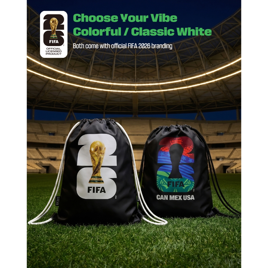 FIFA World Cup 2026 Drawstring Bag Colourful & Classic Editions Fan Drawstring Backpack