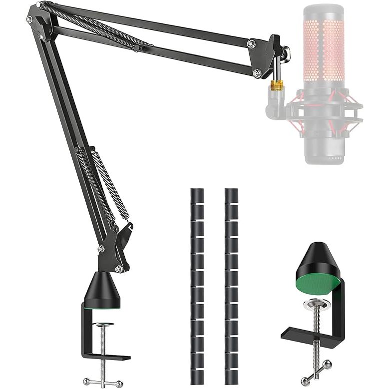 Boom Arm ขาตั้งไมโครโฟนสําหรับ Hyperx QuadCast, แขนไมค์แบบปรับได้พร้อมฝาครอบโฟมสําหรับ HyperX QuadCa