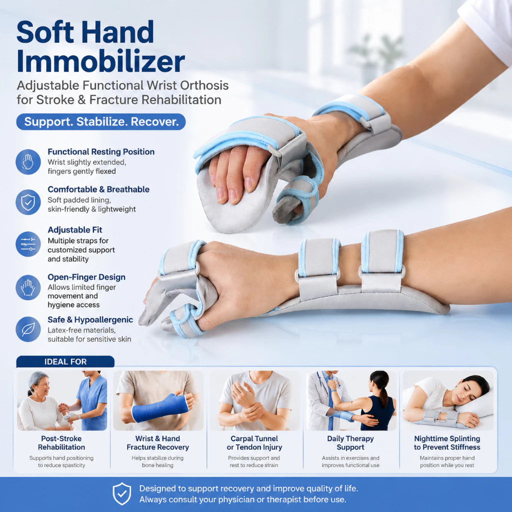 【Local Warehouse+COD】Soft Hand Immobilizer Adjustable Wrist Orthosis for Stroke Fracture Recovery