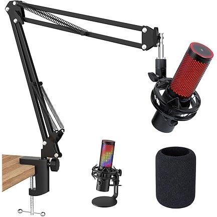 QuadCast 2 Boom Arm ขาตั้งไมโครโฟนพร้อมฝาปิดโฟม, ขาตั้งแขนไมโครโฟนสีขาวแบบปรับได้สําหรับ HyperX Quad