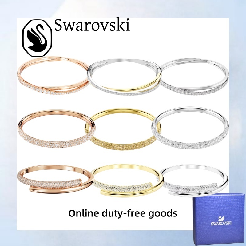 SWAROVSKI เครื่องประดับสวารอฟสกี้ (พร้อมกล่อง) ของขวัญความรักวันหยุดหรูหราคุณภาพสูง สร้อยข้อมือทรงกลมชุดเพชร