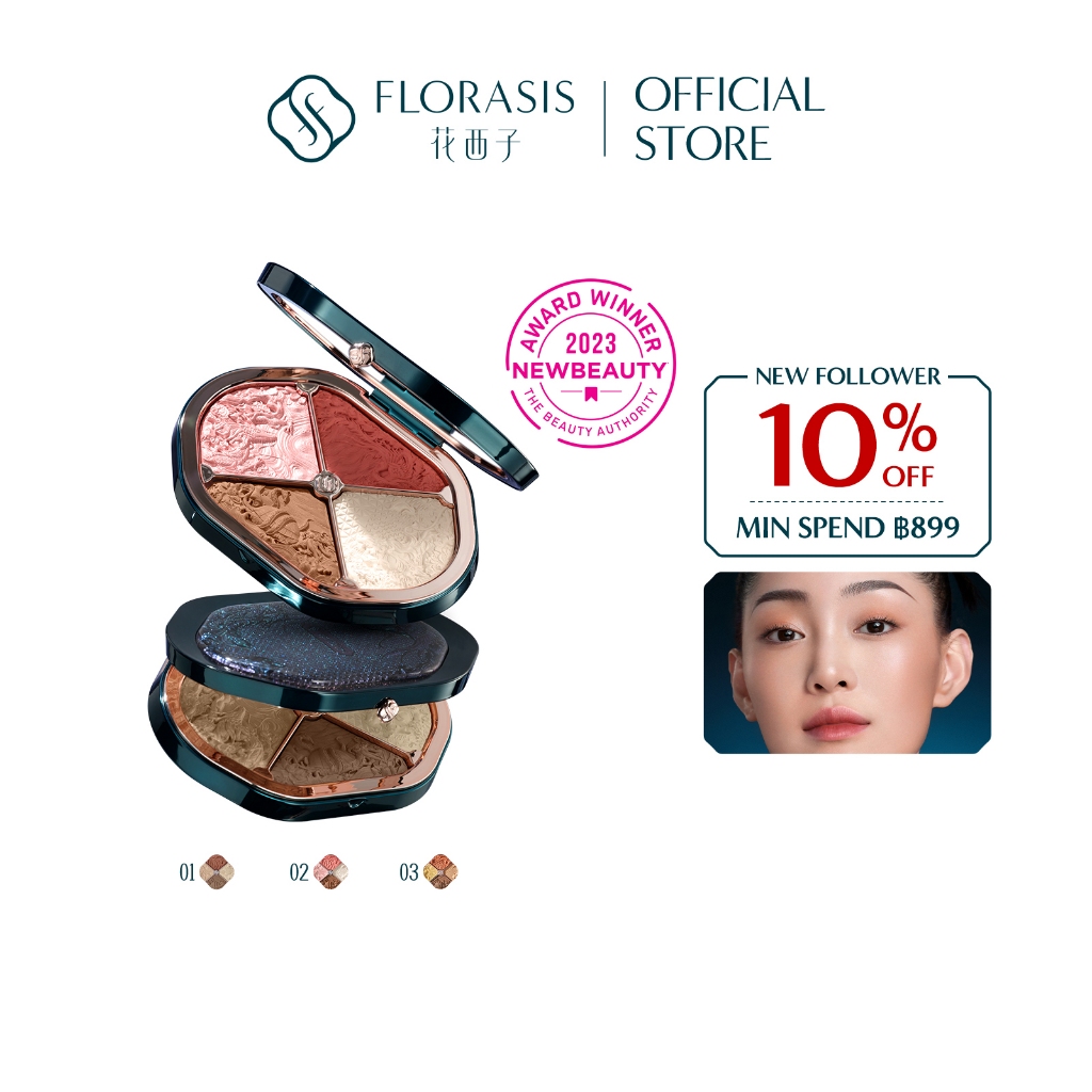 Florasis Contour Eyeshadow อายแชโดว์โซนสีเอิร์ธโทน พร้อมชิมเมอร์ประกายมุข ปรับใบหน้าให้สว่างสวย