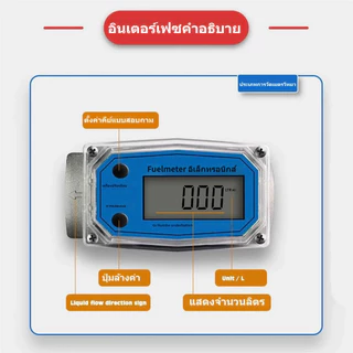 【จัดส่งจากประเทศไทย】PICKZEN Digital Turbine Flow Meter ความแม่นยําสูง Petrol น้ํามันก๊าด Methanol น้ํา 1/1.5/2 นิ้ว Sensor Counter