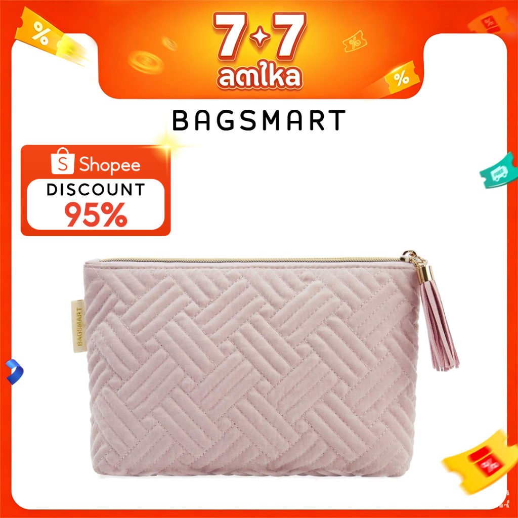BAGSMART กระเป๋าเครื่องสําอาง จุของได้เยอะ แบบพกพา สําหรับผู้หญิง กันน้ํา กระเป๋าใส่อุปกรณ์อาบน้ํา กระเป๋าคลัทช์ สีพื้น สําหรับเดินทาง