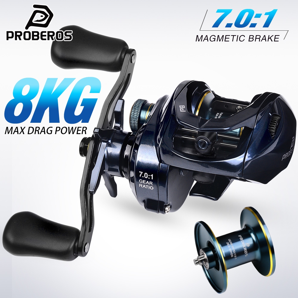 Proberos P8 Series รอกตกปลา Baitcaster - 182g/6.42oz Ultra Smooth Bait Finesse Casting, Drag, 7.0:1 