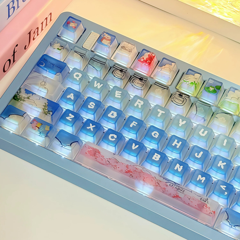 Keycap เฉพาะture โปสการ์ด Frosted โปร่งใส Keycap 118 คีย์สําหรับ Cherry MX Switch คีย์บอร์ด Keychron