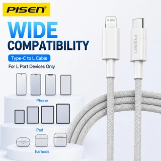 PISEN(CL-PD10) PD27W Type C to L Fast Charging Cable 3A สายชาร์จถักพรีเมียม ทนทานพิเศษ ชาร์จไว 1M/2M