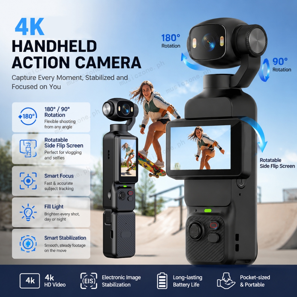แบบพกพาพ็อกเก็ตมินิกล้องกีฬา 4K HD Multi-angle หมุน Anti-shake Vlog กล้องพร้อมเคสชาร์จสําหรับเดินทางทุกวันยิง