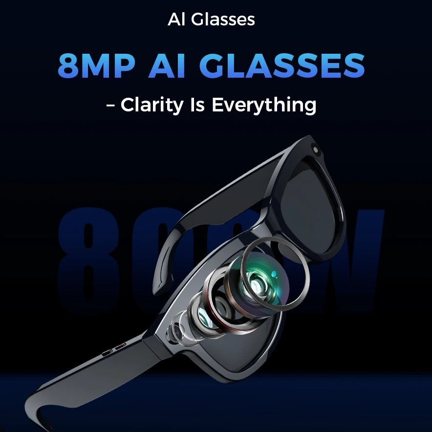 M01 Pro แว่นตาแปลอัจฉริยะพร้อมเลนส์แว่นกันแดดโพลาไรซ์กล้องในตัวการเสถียรภาพแบบเรียลไทม์หลายภาษา Tran