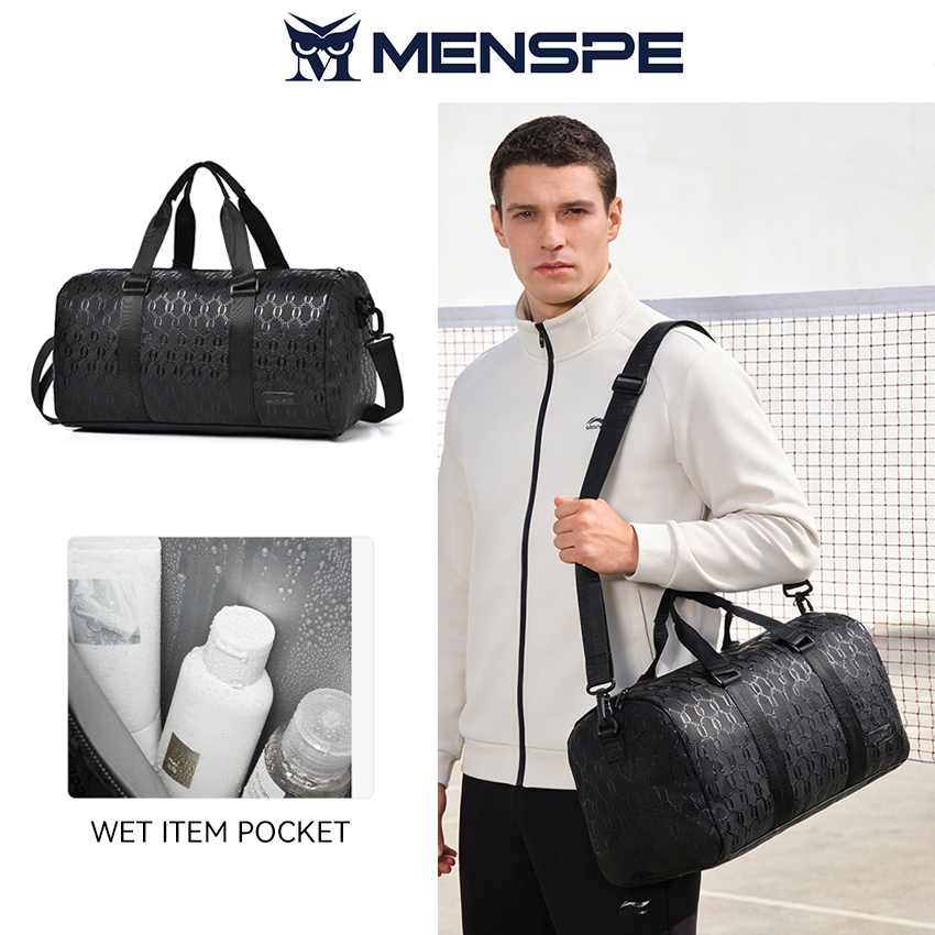 MENSPE กระเป๋ากีฬา Unisex กระเป๋าเดินทาง Soft PU กระเป๋าแฟชั่นกระเป๋ากันน้ํากระเป๋าฟิตเนสสามารถเก็บแล็ปท็อปขนาด 15.6 นิ้ว