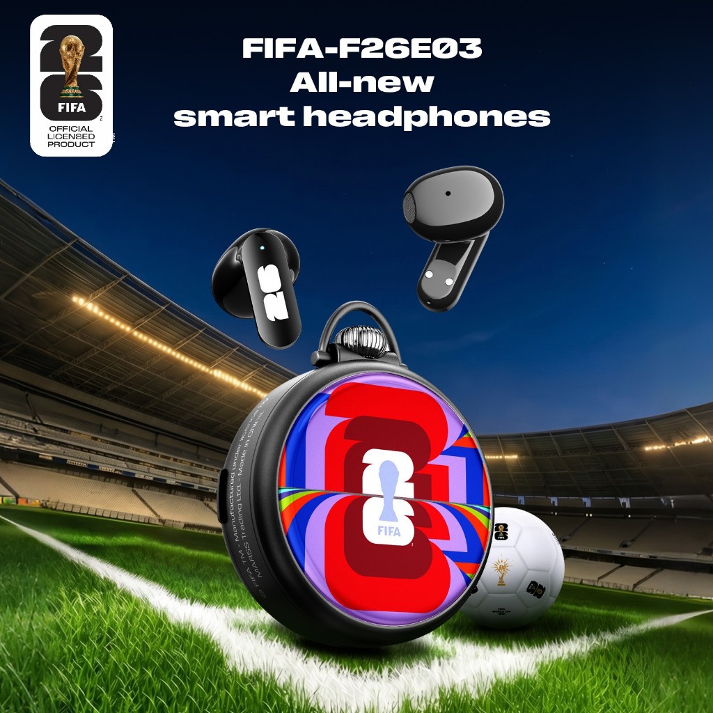 FIFA F26E03 ฟุตบอลโลกหูฟังบลูทูธที่ระลึกหูฟังแปลบลูทูธ 6.0 หูฟัง AI การแปลสดหน้าจอ LED อัจฉริยะคุณภา