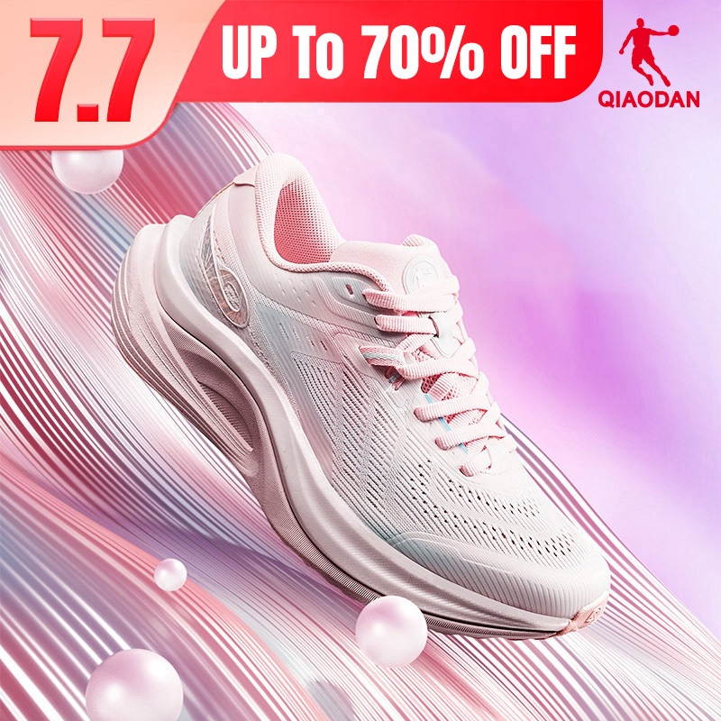 Qiaodan WIDE รองเท้าวิ่งผู้หญิงเท้ากว้างการดูดซึม Shock Breathable นุ่มน้ําหนักเบา QDB022252292