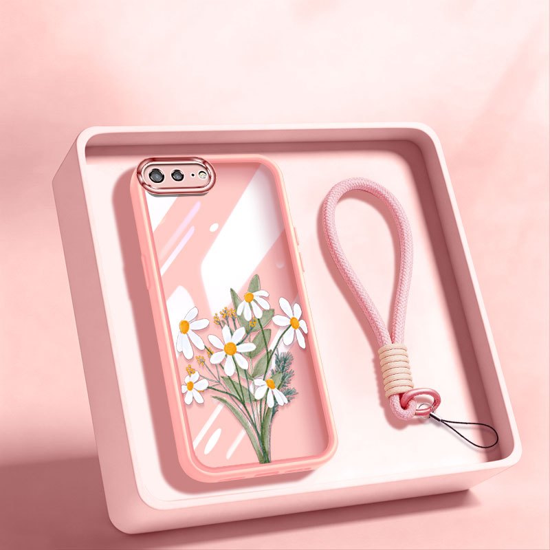YBDเคสโทรศัพท์สําหรับiPhone 7 Plus 8 Plus 6 6S Plus SE2020 Minimalist Daisy Forget-Me-ไม่ดอกไม้โปร่ง