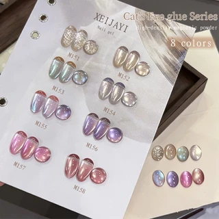 XEIJAYI 10ml-Rose Pink และชุดยาทาเล็บเจลตาแมวสีม่วงอ่อนเหมาะสําหรับร้านทําเล็บ