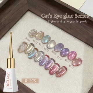 XEIJAYI 10ml-Rose Pink และชุดยาทาเล็บเจลตาแมวสีม่วงอ่อนเหมาะสําหรับร้านทําเล็บ