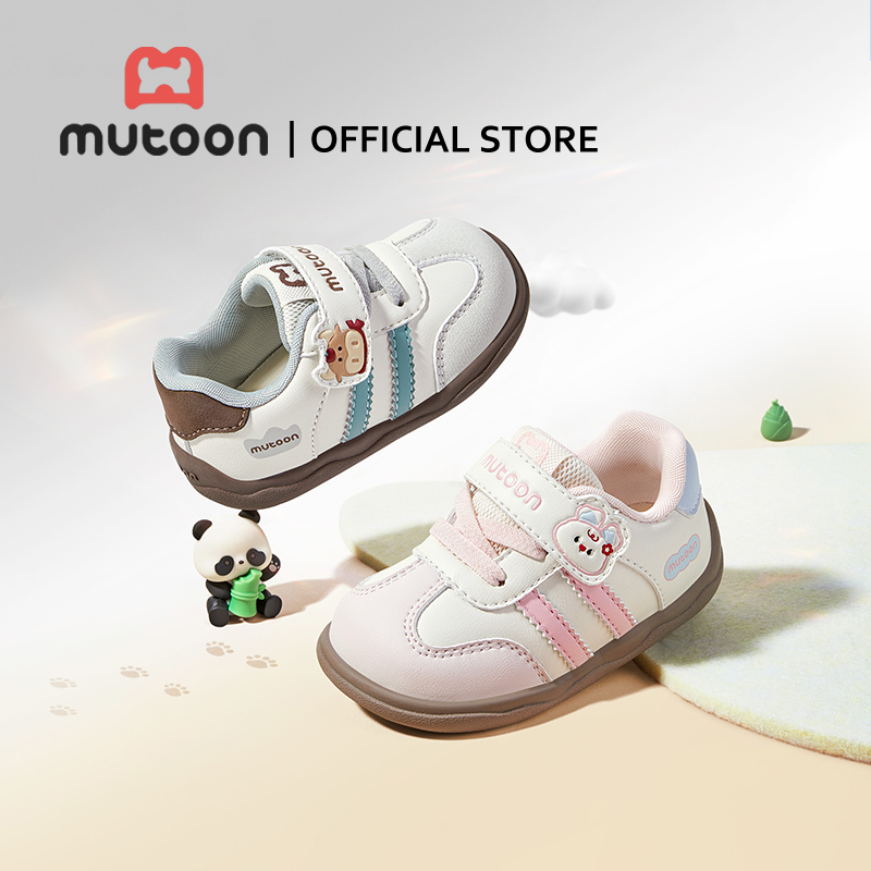 【Mutoon】คอลเลกชันใหม่ฤดูใบไม้ร่วง รองเท้าก่อนหัดเดินสไตล์เทรนเนอร์วินเทจ พื้นนุ่ม สำหรับเด็ก
