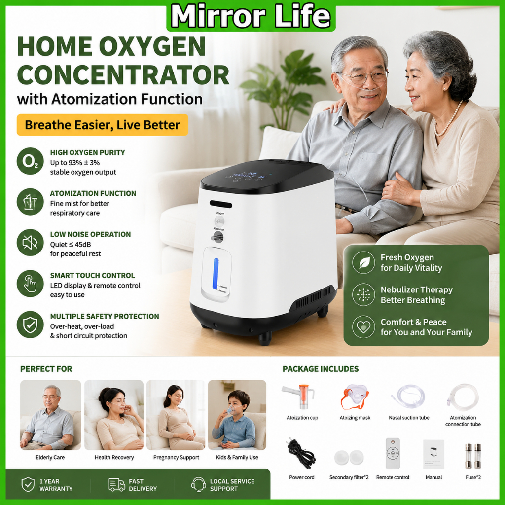 Mirror-Life Nebulizer, เครื่อง Concentrator, Oxygen Concentrator, เครื่องผลิตออกซิเจนสําหรับใช้ในบ้า
