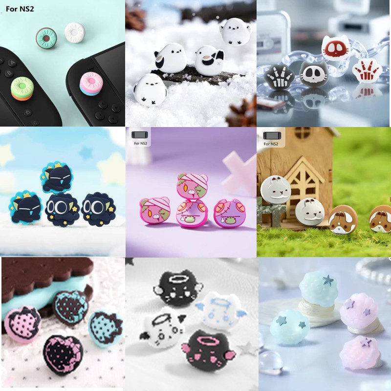 EekShare แมวน่ารักซิลิโคน Thumb Grips สําหรับ Nintendo