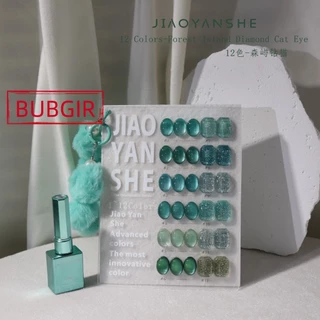 พร้อมส่ง ✨（มี 10 รุ่น）JIAOYANSHE 12 สี ✨รวมถึง สีเจลแคทอายเนื้อซาติน+สีเจลแฟลช+สีเจลกลิซเตอร์ พร้อมชาร์จ มาใหม่