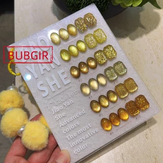 พร้อมส่ง ✨（มี 10 รุ่น）JIAOYANSHE 12 สี ✨รวมถึง สีเจลแคทอายเนื้อซาติน+สีเจลแฟลช+สีเจลกลิซเตอร์ พร้อมชาร์จ มาใหม่