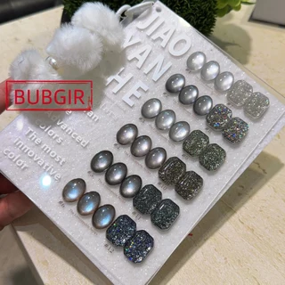 พร้อมส่ง ✨（มี 10 รุ่น）JIAOYANSHE 12 สี ✨รวมถึง สีเจลแคทอายเนื้อซาติน+สีเจลแฟลช+สีเจลกลิซเตอร์ พร้อมชาร์จ มาใหม่