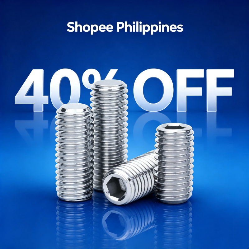 COD สกรูหยุดปลายเว้าสแตนเลส316 316 Stainless Steel Cup Point Set Screw M3 M4 M5 M6 M8 M10 M12 ยาว 3-