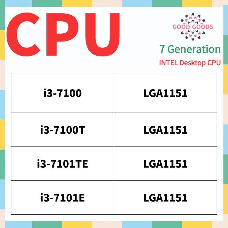 I3-7100 i3-7100T 7th generation INTEL Core Desktop CPU LGA1151