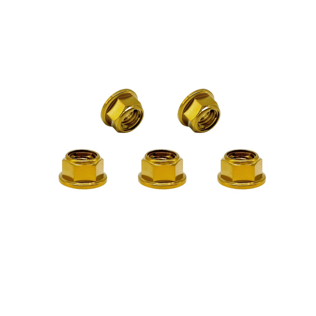RISON Titanium M5 Rainbow GR5 Titanium Flange Sprocket Lock Nut 5 ชิ้น