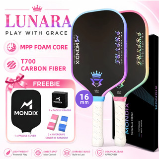 MONDIX LUNARA Professional Pickleball Paddle, T700 Raw Carbon Fiber Surface, 16mm Dual Density Foam Core, Lightweight Unibody Design, Anti-Slip Grip Handle Pickleball Racket