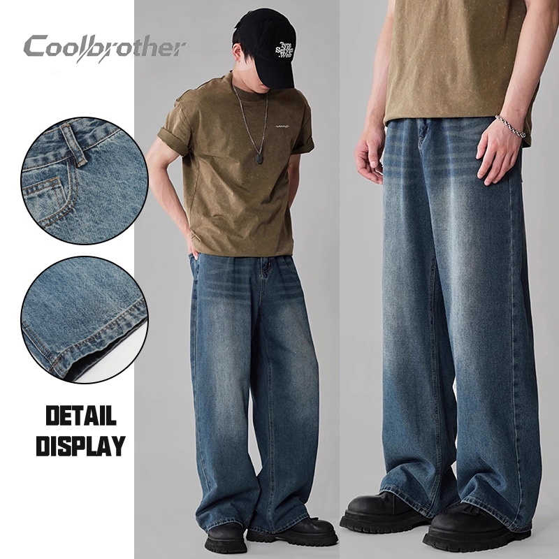 [COOL BROTHER] กางเกงยีนส์ชาย าทรงกระบอก ทรงตรง ทรงหลวม ขากระบอกไซส์ใหญ่ สไตล์วินเทจ มีหลายขนาดให้เลือก ใส่ได้ทั้งชายหญิง