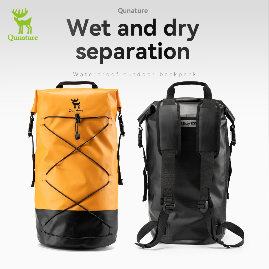 【TH Delivery】Quature กระเป๋าเป้สะพายหลังกันน้ํา 20L กลางแจ้งแห้ง-เปียกแยกเหมาะสําหรับว่ายน้ํา Stream Trekking Boating ล่องแก่ง Camping และเดินป่า