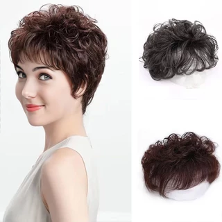 JJZ ทอผม วิกทอผม วิกผม ขาว ปุยฟู เกาหลี ทอผมลอนสั้น ปกปิดขาว เพิ่มวอลลุ่ม Wig