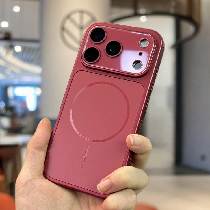 【Large Window/Four-corner drop protection/Side cooling/Lens protection/AG matte acrylic hard case/Cherry Red】เคส compatible for iPhone 13 14 15 16 17 pro max case