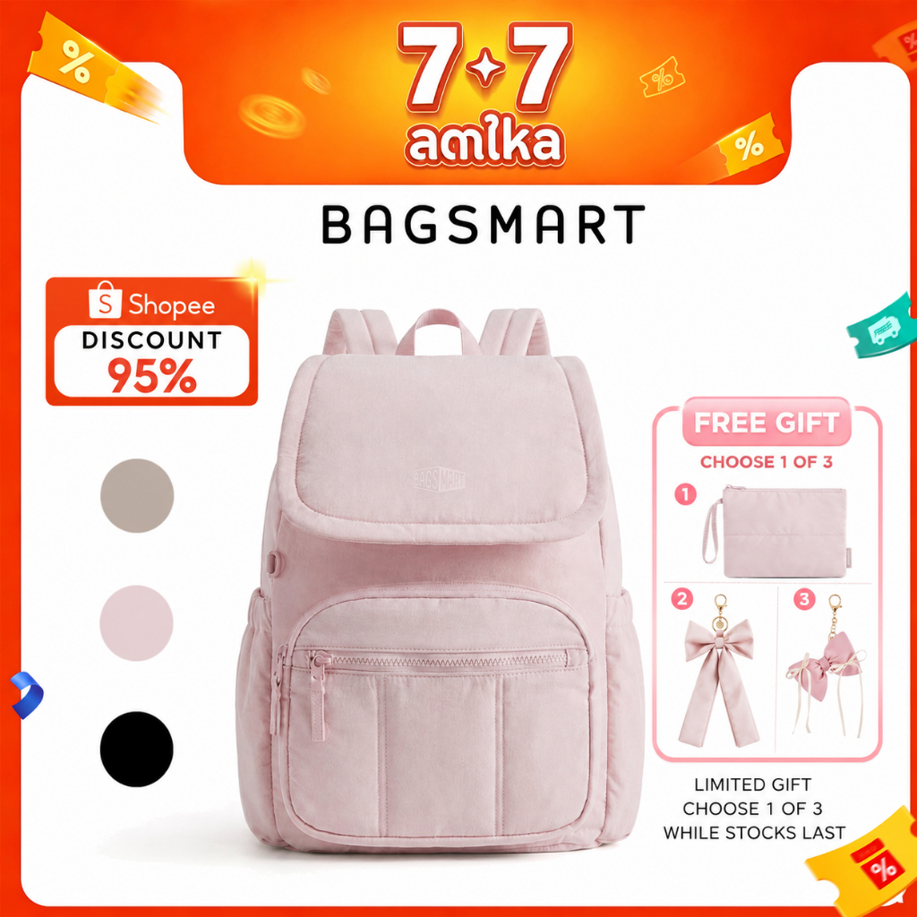 BAGSMART กระเป๋าเป้ผู้หญิง กระเป๋าเป้โน้ตบุ๊ก 14 นิ้ว กันน้ำ น้ำหนักเบา จุเยอะ กระเป๋าทำงาน ไปเรียน แฟชั่น