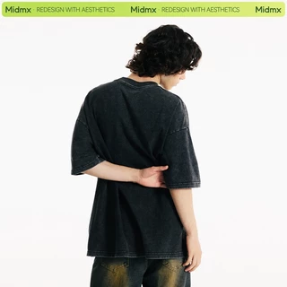 MIDMX ผ้าฝ้าย100% เสื้อยืดฟอก oversize เสื้อยืดแขนสั้นคอกลม สไตล์อเมริกัน ผ้านุ่มใส่สบาย แฟชั่นฤดูร้อน สําหรับผู้ชาย และผู้หญิง