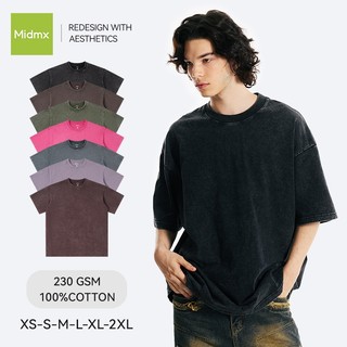 Midmx Plain Acid Wash Shirt oversized t shirt for men 230g Pure Cotton Heavy Distressed