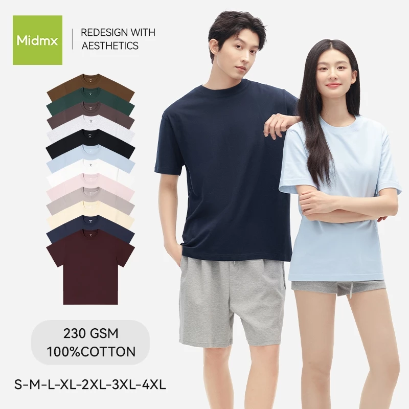 【HOT SALE】MIDMX เสื้อยืด ผ้าคอตตอน 2026 แขนสั้น แขนสั้น คอกลม ไม่ย้วย ไม่หด ผ้าหนาทรงสวย ยับยาก รีดง่าย แฟชั่นฤดูร้อน COD