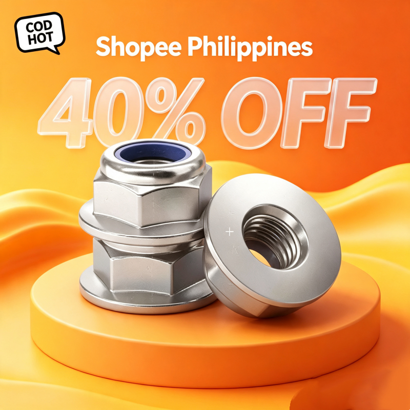 COD น็อตล็อกไนลอนหน้าแปลนสแตนเลส316 ป้องกันการหลวม 316 Stainless Steel Flange Nylon Lock Nut M4 M5 M